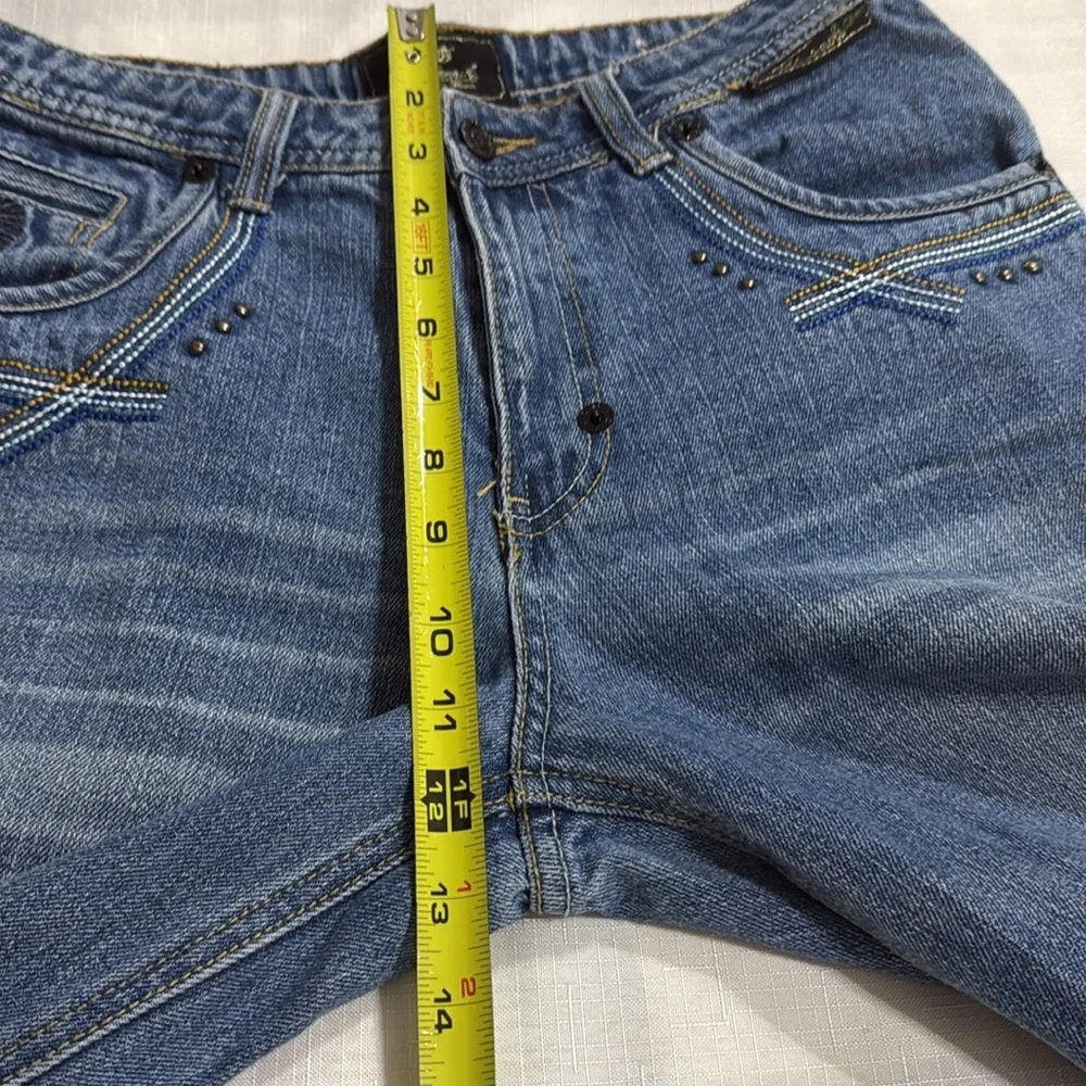 (T6) Akademiks VTG Y2K Embroidered Wide Leg Blue Jeans for Youth Size 16 Retro - Picture 11 of 16